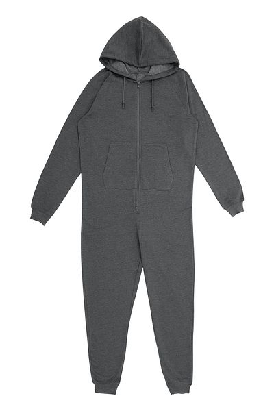 Kyron Unisex χειμερινή φόρμα με κουκούλα - Μαλακό και ζεστό γκρι ύφασμα με φερμουάρ