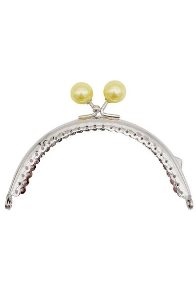 angel çanta aksesuar Accesoriu geantă Angel - 10,5 cm metal argintiu, clemă ovală pentru portofel cu bile galbene, model Bursu 2