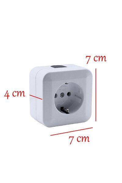 Badem10 220V Monophase Surface Mounted Grounded Socket - Square Plug Group with Wireless Terminal