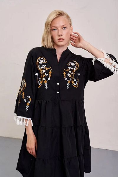 Ateilerdijle Special Design Embroidered Poplin Fabric Dress