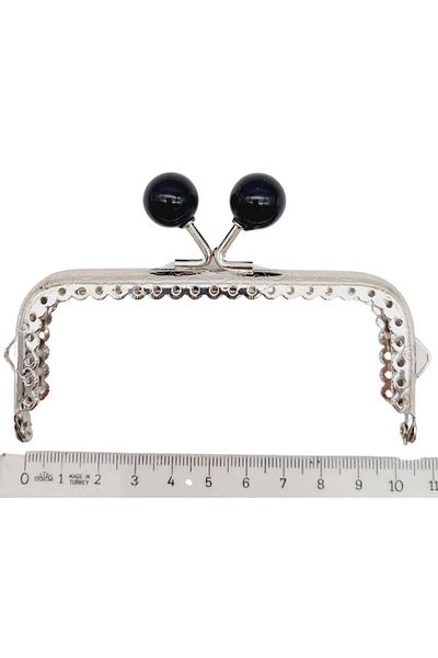 angel çanta aksesuar Poșetă neagră din metal argintiu Angel 10,5 cm - Clip portofel dreptunghiular în vrac, model Bursu 2