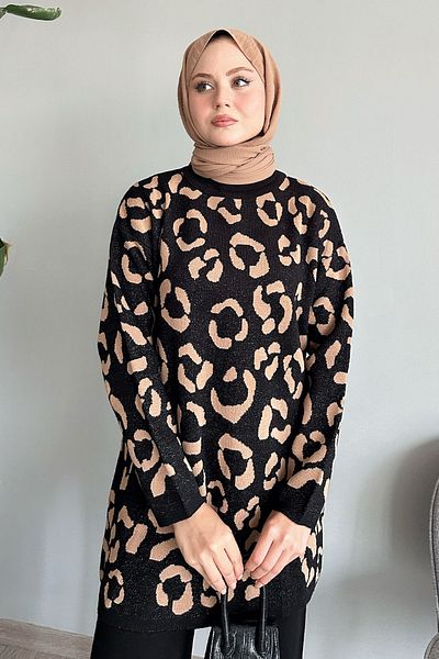 InStyle Pulover de tricotaj cu model cu sclipici negre
