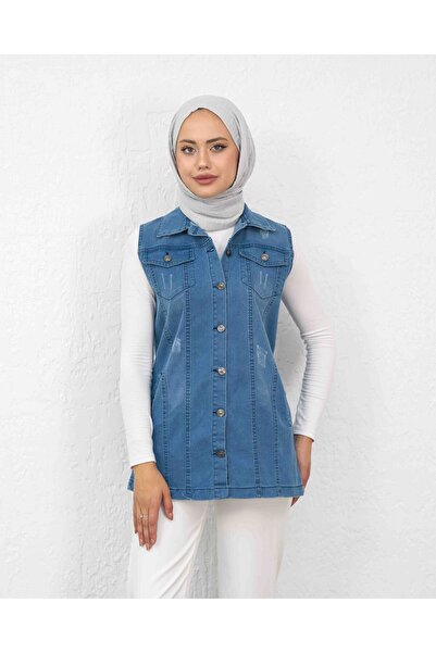 sorisso Short Denim Vest with Ripped Detail