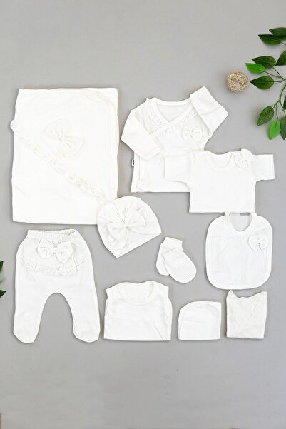 Sitilin Kız Bebek Hastane Çıkışı 10 Lu Yenidoğan Süslü Zıbın Seti  STL6745