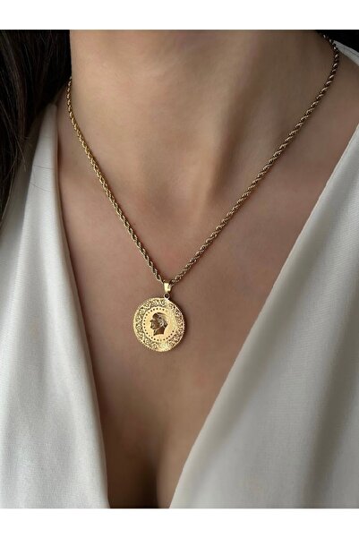 İNN JEWELLERY قلادة ذهبية ربع فولاذية 316 لتر