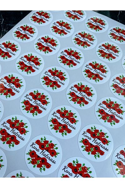 Hayal.kirtasiyesi Henna Souvenir Sticker 54 Pieces 3.5 Cm Opaque Sticker (WITHOUT NAME) Henna Gift Gift Sticker