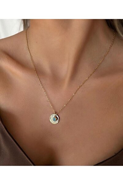 İNN JEWELLERY قلادة فولاذية غير مشوهة ومضادة للحساسية مع شكل عين الشر (ضمان ا...