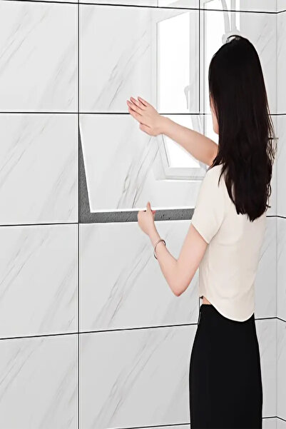 Tor Store Mermer Desenli Alüminyum Plastik Duvar Sticker Yağ Kir Su Tutmaz Du...