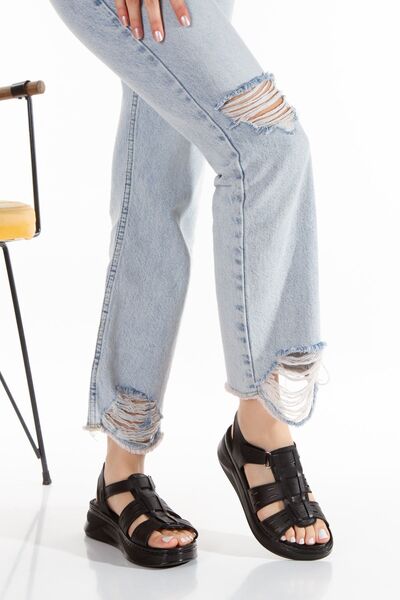 İLOLİCA صنادل نسائية مريحة من الجلد الطبيعي ونعل داخلي خارجي