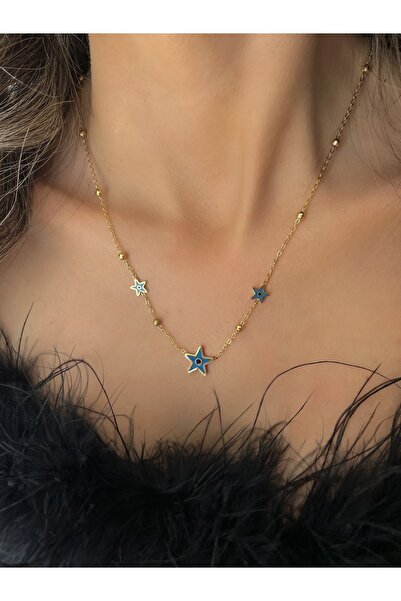 İNN JEWELLERY قلادة من الفولاذ مع شكل نجمة مضادة للتشوه ومضادة للحساسية (ضمان...