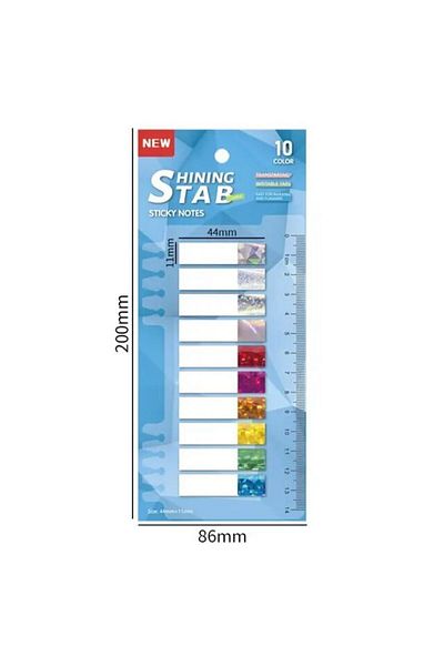 GUGUK Bright Colored 10 Half Colored Transparent Pet Index - Post-it (Ggk-pza001)
