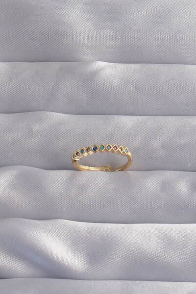 Moka Shopin Пръстен MokaShopin с месингов златен цвят Циркон и камък