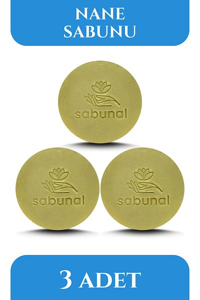 sabunal صابون النعناع المنثول 3 قطع - صابون منعش للبشرة والشعر الدهني