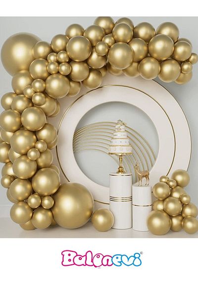 BalonEvi مجموعة بالونات بسلسلة من الكروم باللون الذهبي بطول 3 أمتار