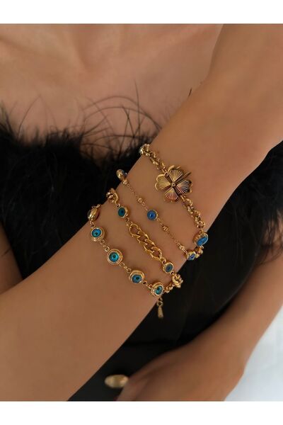 İNN JEWELLERY Çelik Bileklik Kararmaz Antialerjik Tek Nazar Figürlü (2 YIL İTHALATÇI GARANTİLİ)