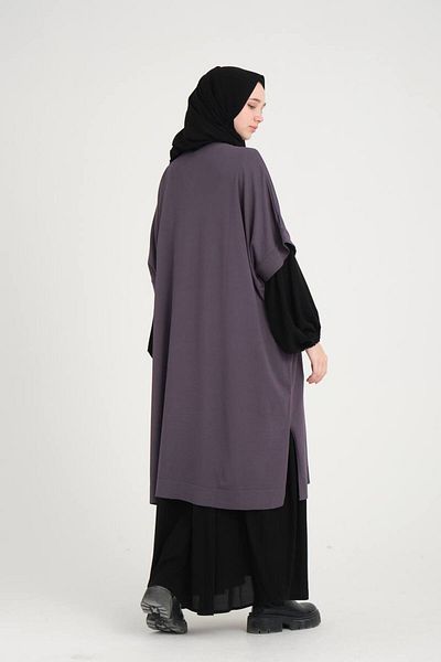 VALENS BOUTİQUE Mercerized Poncho με κουμπωτό κλείσιμο χιτζάμπ Poncho χωρίς κουκούλα