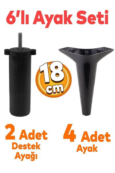Badem10 Set Aspen de 6 - Unitate TV M8 neagră de 18 cm cu scaun și canapea