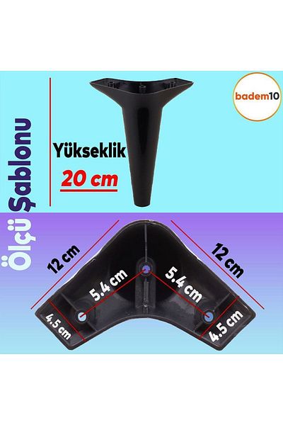 Badem10 Canapea neagra de lux Aspen - Unitate TV 20 Cm si picioare console 4 bucati