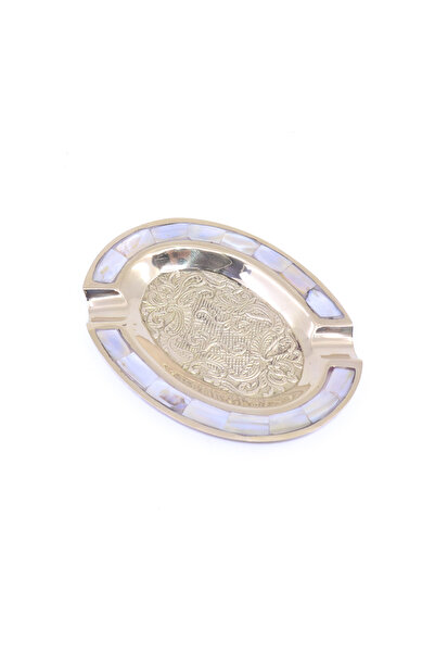 Otantik Sedef Kakmalı İşlemeli Pirinç Küllük