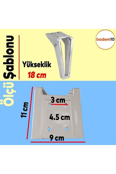 Badem10 Penta Set of 6 - Furniture Tv Unit, Sideboard, Armchair, and Sofa Support. 18 cm Chrome Legs - M8 Bolt