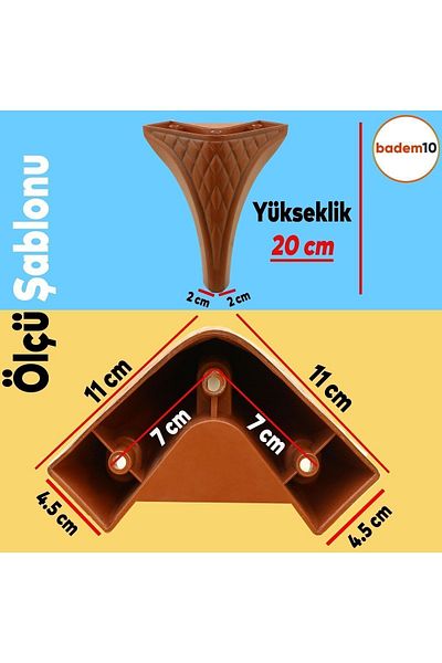 Badem10 Mobilier de lux Honeycomb Canapea Unitate TV Fotoliu Puf Picior 20 Cm Model Lemn Maro Consolă Picior