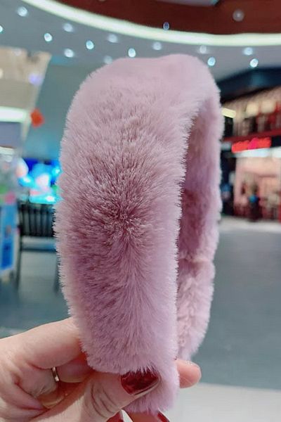 PETEK AKSESUAR Plush Feather Crown Hair Band Powder Pink