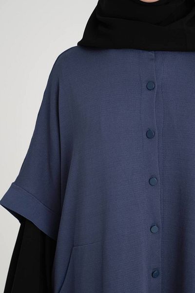 VALENS BOUTİQUE Mercerized Poncho με κουμπωτό κλείσιμο χιτζάμπ Poncho χωρίς κουκούλα