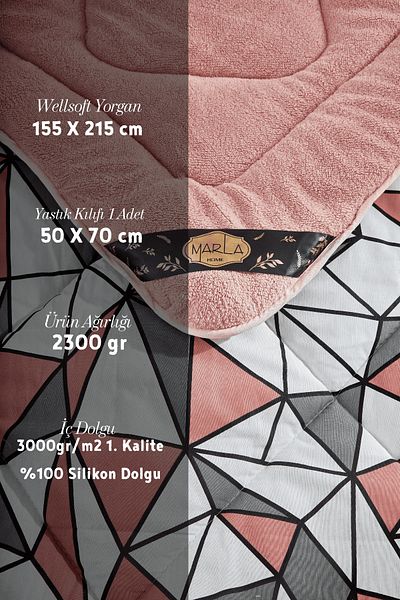 MARLA HOME Single Diamond Patterned - Multicolored Geometric Quilt Set