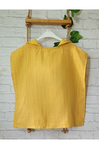 Alpar Tekstil Hooded Muslin Poncho Kids Shoes - for Sea, Beach, Pool / Yellow