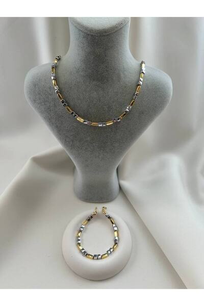 minnejewelry Kolye - Gold ve Gümüş Lazer Kesim Boru Detaylı Kolye ve Bileklik