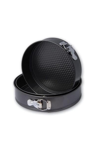 Global Ersat Ersat Home - 3 Piece Black Metal Clamped Round Cake Set