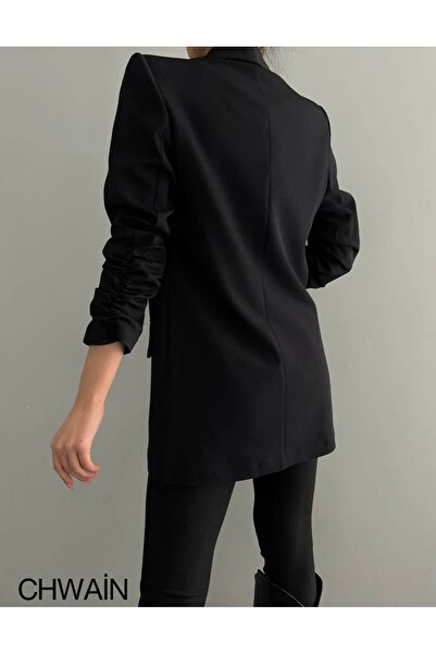 Genel Markalar Kolları Büzgülü Kadın Blazer Ceket