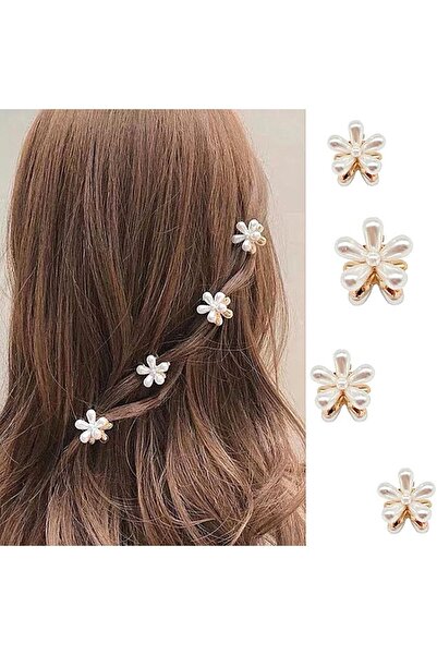 PETEK AKSESUAR Cataramă metalică cu zăvor cu flori de perle crocante 4 bucăți