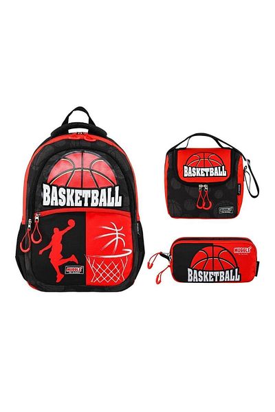 MUGGLE Mu-9164 Team Basketball Collection Primary School Bag + Lunch Box + Pencil Case