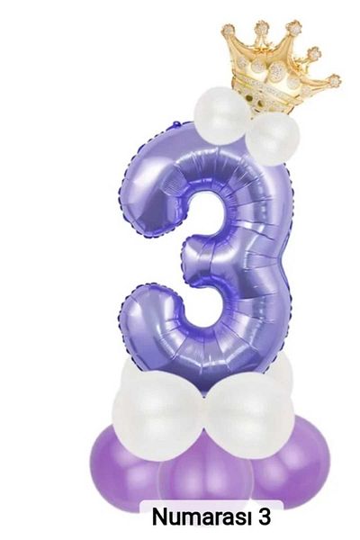 DÜVENCİ TİCARET Purple Colored Foil Balloon with King Crown