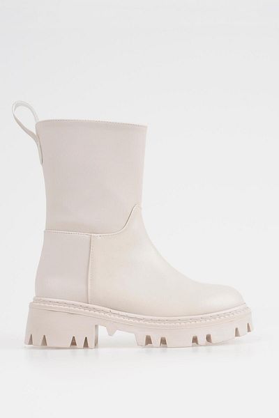 CZ London Damenstiefel ohne Schnürsenkel, flaches, langes Modell mit gezahnter Sohle