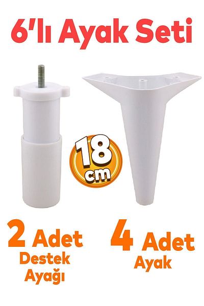 Badem10 Aspen Set 6 Mobilier Unitate TV Fotoliu Canapea Consolă Suport Picior Picioare 18 Cm Alb M8