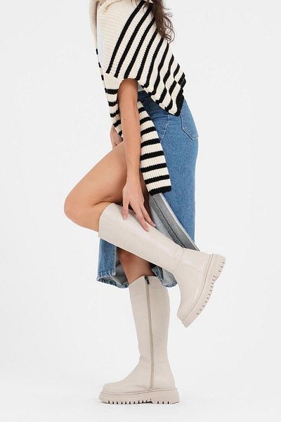 CZ London Flache Damenstiefel, schnürsenkellos, dicke Sohle, Winterschuhe