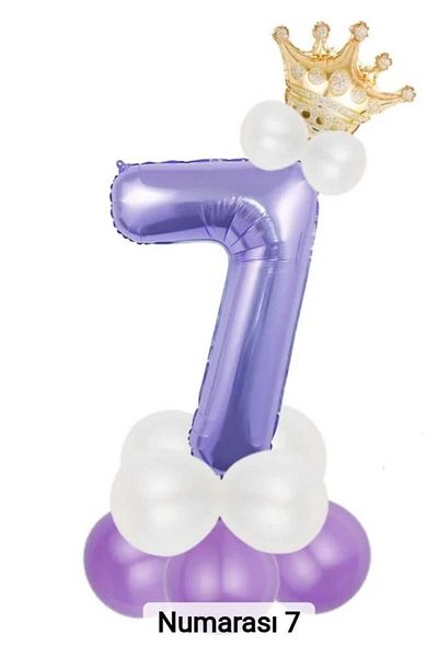 DÜVENCİ TİCARET Purple Colored Foil Balloon with King Crown