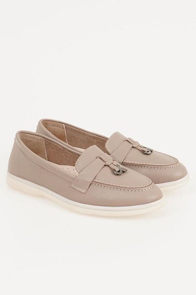 CZ London Genuine Leather Women's Loafer Accessory Detailed Casual Shoes