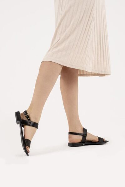 CZ London Genuine Leather Women's Sandals Flat Strap Summer Shoes