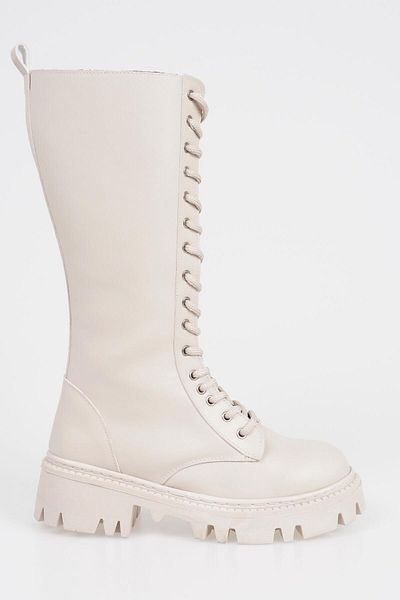 CZ London Knielange Schnürstiefel für Damen mit dicker Zehensohle