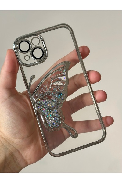 HYPERSOFT Iphone 13 (6.1 inç) Uyumlu Kamera Koruyuculu Sulu Simli 3d Kabartma...