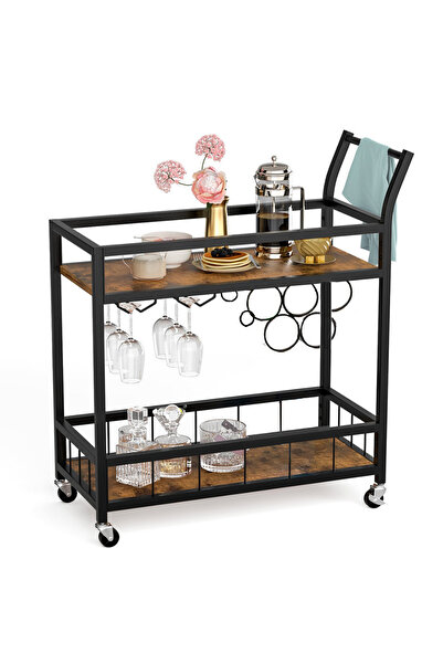 Hitit Dekorasyon Remi Siyah Metal Servis Arabası