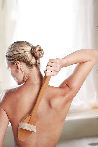 Efege 2 Pieces 100% Natural Handle Horsehair - Exfoliating Dry Body Brush, Shiny Smooth Skin