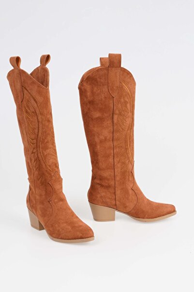 CZ London Women's Short Heeled Cowboy Boots Suede Cowgirl Long Boots