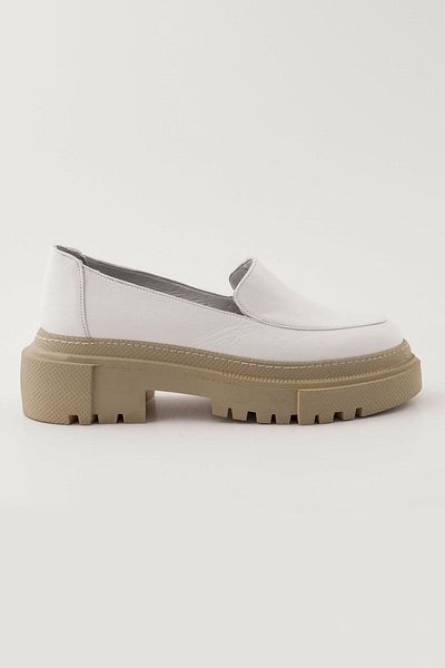 CZ London Genuine Leather Women's Moccasin Thick Serrated Sole Shoes