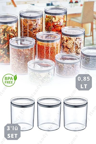 Nandy Home 0.85 Lt Leak Proof Lid, Round 3-Piece Storage Container Set with Silicone Gasket