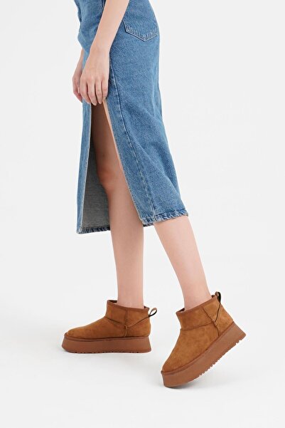 CZ London Kadın Bot Bilek Boyu Kısa Kalın Tabanlı İçi Kürklü