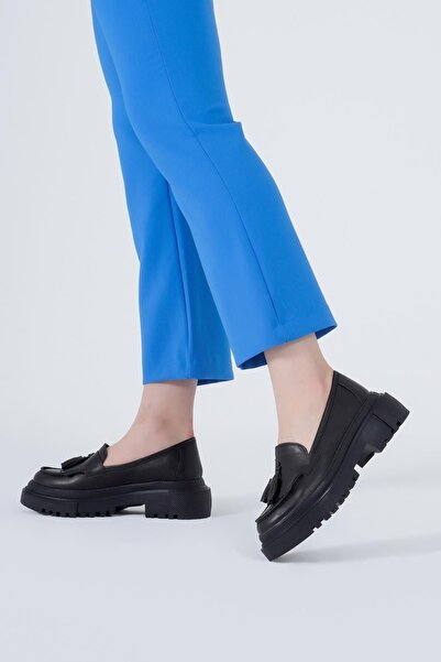 CZ London Genuine Leather Women's Tassel Loafer Shoes Thick Soled Daily